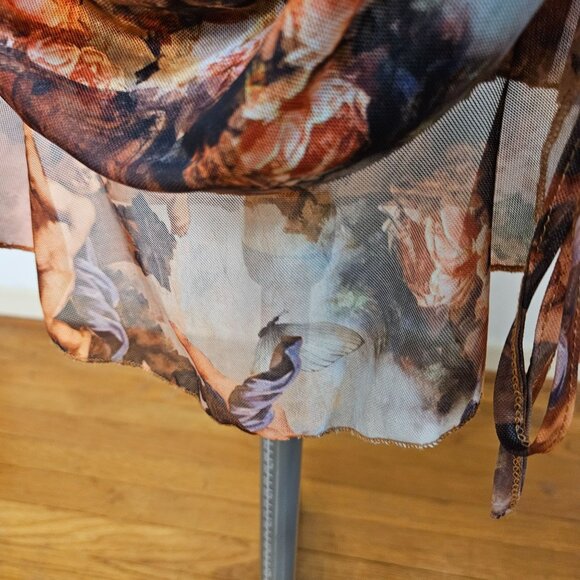 Woman's Shien whimsy boho-chic cherub art print side ruche razerback midi dress - Picture 7 of 11